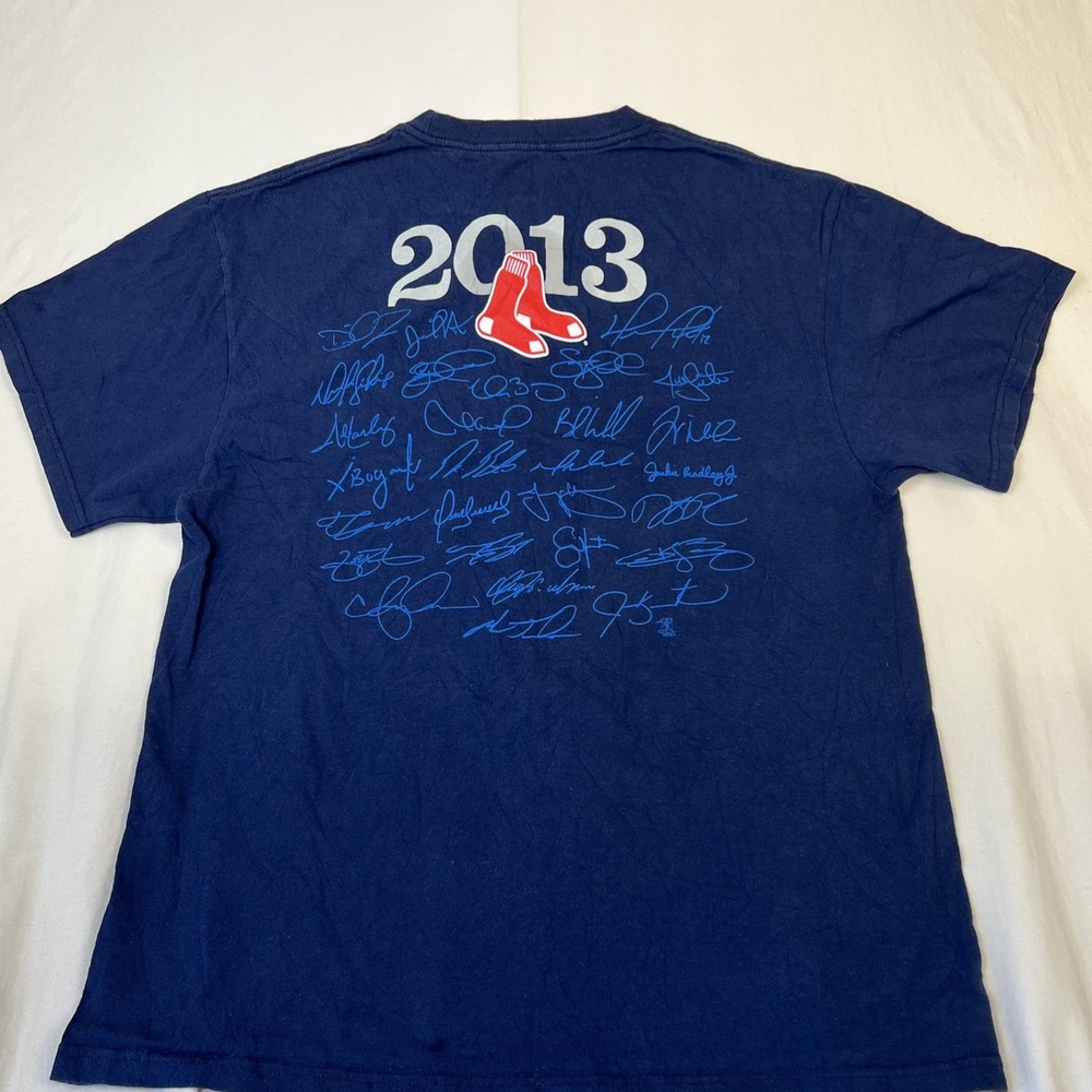 Majestic Boston Red Sox 2013 World Series Champions T-Shirt Navy Blue Mens Large - Picture 6 of 9